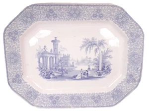 Isola Bella Platter Blue Transferware Wm Adams & Sons 1819-64 Antique A Beauty - Picture 1 of 8