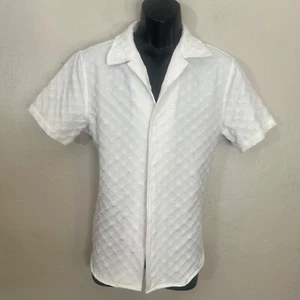 Manfinity Textured Embroidered Short Sleeve Shirt Medium Gently worn 100% poly - Picture 1 of 4