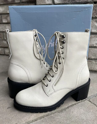 Bota de Combate SEYCHELLES IRRESISTIBLE 8 Para Mujer con Cordones Cuero Blanco Boho NUEVA Foto 1 de 4