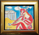 Leonardo Monti 1944 Mailand: Zeus In Siegerpose Als Stier, Tempera-Gemälde/Aktie