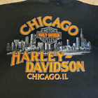 HARLEY-DAVIDSON Chicago Skyline Black Orange Cotton T-Shirt