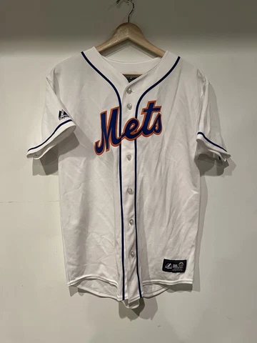 Vintage David Wright New York Mets Majestic Baseball Jersey White and Blue XL Cover