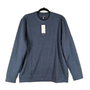 NWT $65 ALFANI Men Casual Office Pinstriped Sweatshirt MEDIUM Blue Rayon Blend - Picture 1 of 10