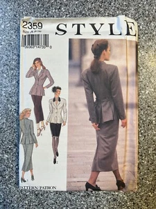 VTG Style Pattern 2359 sz 8-10-12-14-16-18 UNCUT fitted suit peplum jacket skirt - Picture 1 of 6
