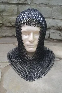 NEW Medieval Knights Butted Chain mail STEEL MAIL COIF Head Armor Helmet Liner - Picture 1 of 4