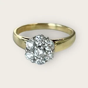 GENUINE NATURAL DIAMOND FLOWER CLUSTER RING 18CT YELLOW WHITE GOLD VAL $8,750 - Picture 1 of 12