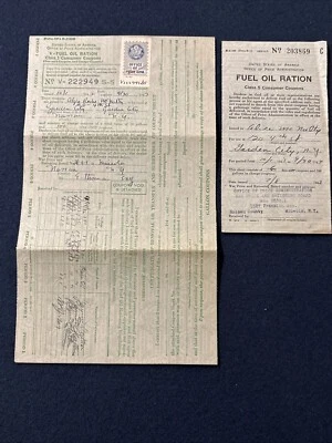 Set of Vintage WWII-War Ration Stamps and Coupon Log for Fuel Oil 1942 to 1944 - Image 1 of 4