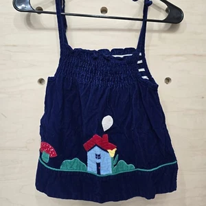 Toddler Size 4 Corduroy Top Or Dress. Tie Strap Mushroom And House - Picture 1 of 6