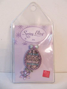 NEW Russ Spring Bling Shiny Jeweled Easter Egg Shaped Flower Pin - Picture 1 of 3