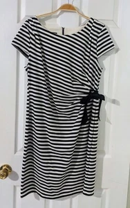 Vestido Vaina Spense Rayas Negro Blanco Sin Mangas Corbata Cintura Carrera Cóctel 14 - Imagen 1 de 7