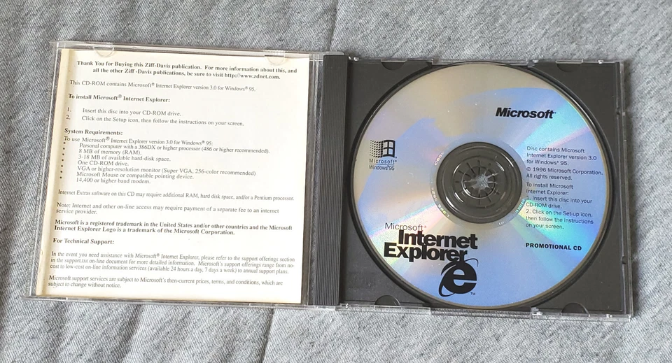 Raro CD Windows 95 INTERNET EXPLORER 3.0 - promocional Foto 1 de 1