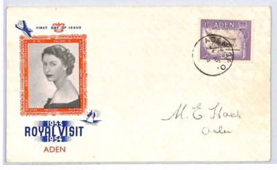 ADEN QEII FDC 1954 ROYAL VISIT Local {samwells-covers} YJ248 - Image 1 of 4
