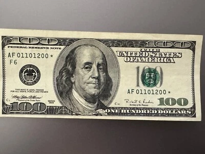 1996 $100 Star Note – Historic Big Head Design, Fancy Serial!” - Image 1 of 4