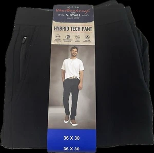 Pantalón tecnológico híbrido vintage resistente a la intemperie, color negro, 36x30 bolsillos flexibles en la cintura con cremallera - Imagen 1 de 4