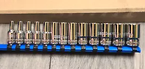 New 13 Piece 1/4" dr, 6 Point Mid Length / Semi-Deep Socket Set, Metric, 4-15mm - Picture 1 of 2
