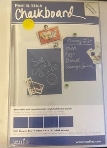 Four Sheet Blue Print Blue w/ chalk Wallies Peel and Stick Chalk Board - Picture 1 of 1