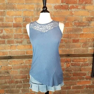 Kische Women's Top Knit Slate Blue Embroidered Bodice Front & Back  Size M - Imagen 1 de 6