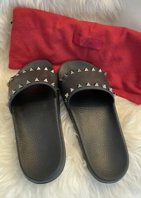 Valentino Black Rockstud  Rubber  Slides Size 40 EU  (9.5) - Image 1 of 4