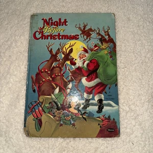 NIGHT BEFORE CHRISTMAS Book blue Whitman Giant #2233 1957 scalloped pages - Picture 1 of 14