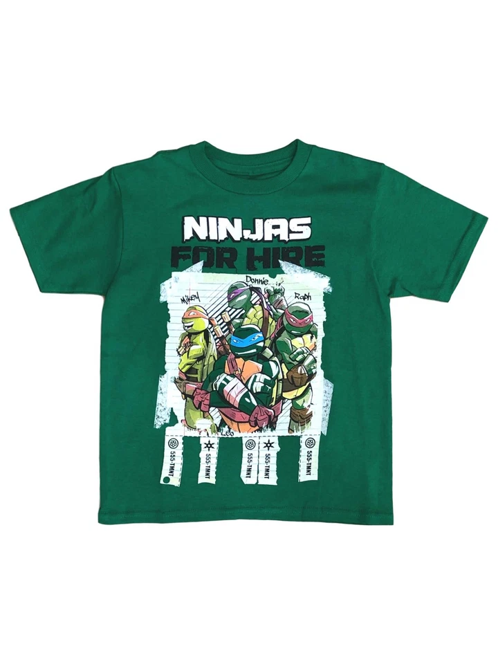 TMNT Boys Green Ninjas For Hire T-Shirt Teenage Mutant Ninja Turtles Shirt 6/7 - Image 1 of 1
