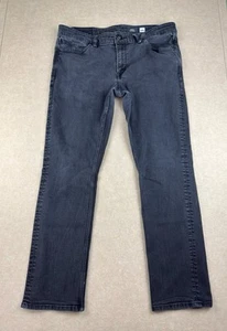 Volcom Jeans Men 36 Gray Vorta Slim Straight Low Rise Dark Wash Cotton Stretch - Picture 1 of 11