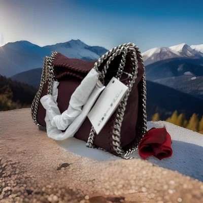 AUTÉNTICO NUEVO CON ETIQUETAS $1350 Stella McCartney Falabella Mini Bolso Bandolera-Ciruela Foto 1 de 4