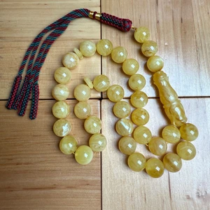 Handmade Y/W Amber Misbaha Tasbih Islamic Prayer Beads 12.1mm 39.5g - Picture 1 of 3