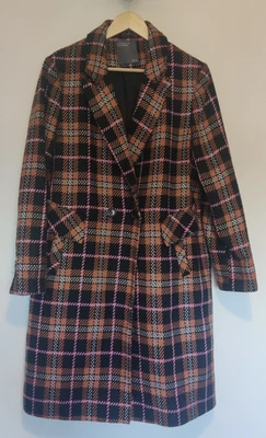 Casaco de tecido xadrez estilo tartan mamão tamanho UK 16 - Imagem 1 de 4