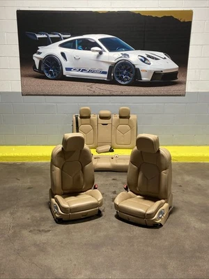 2015-2018 Porsche Macan 3.0L Front & Rear Seats Set Leather Beige OEM *NOTE* Foto 1 de 4
