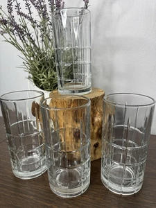 Vintage Set of 4 Anchor Hocking Manchester Clear Tumbler Glass Iconic Design 6" - Picture 1 of 8
