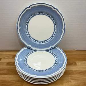 Villeroy & Boch Casa Azul Piccolo Salatteller 6er Set blauer Rand weiß gewellt - Bild 1 von 9