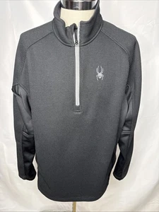 Spyder Herren XXL 1/4 Zip Waffel-Strick Fleece Pullover schwarz grau Shirt 2XL - Bild 1 von 9