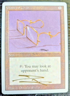 MTG REVISED 1994 Glasses of Urza SIGNED IN GOLD BY DOUGLAS SHULER - Image 1 of 2