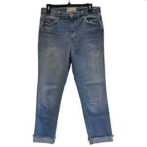 Free People High Rise Straight Leg Jeans Light Wash Raw Hem Cropped Gr. 29  - Bild 1 von 7