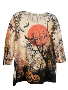 Simplici-T orange/schwarz HALLOWEEN STRASS KÜRBIS T-SHIRT ~ S ~ - Bild 1 von 24