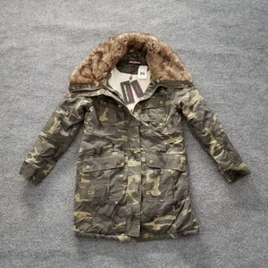 New Urban Republic Women Jacket Medium Camo Zip Up Faux Fur Trim Fleece Lined - Picture 1 of 19