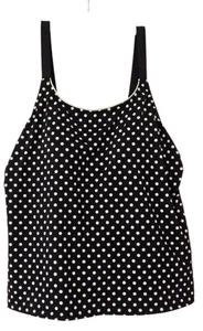 Lands End Damen Tankini Oberteil 20W Plus Polka Dot Schwarz Weiß Swim Resort Ocean - Bild 1 von 13