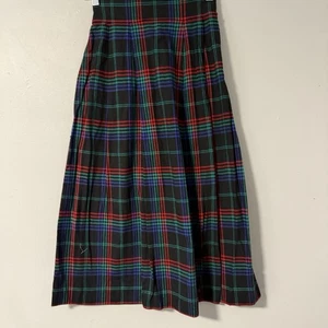 Talbots Damen Rock schwarz rot grün kariert 100 % Baumwolle Plissee Vintage 4P Midi 32 Zoll - Bild 1 von 7