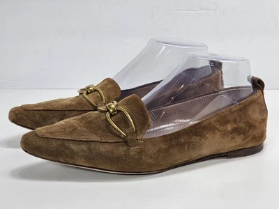 Veronica 胡子女式平纹麂皮绒链条乐福鞋懒人棕色 7.5 码 — 第 1/4 张图片