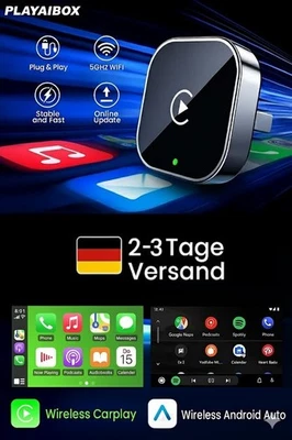 ✅2-in-1 Wireless CarPlay Android Auto Adapter USB Plug & Play für iPhone Android - Bild 1 von 4