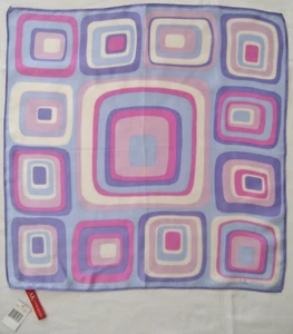 AK ANNE KLEIN Geometric Print Title “Violet” Silk Scarf 21x22” Made in Korea NWT - Picture 1 of 12
