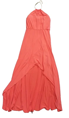 Laundry ORANGE Matte Jersey Chain Halter Neck Keyhole Sheath Tiered Gown 0 EUC - Image 1 of 4