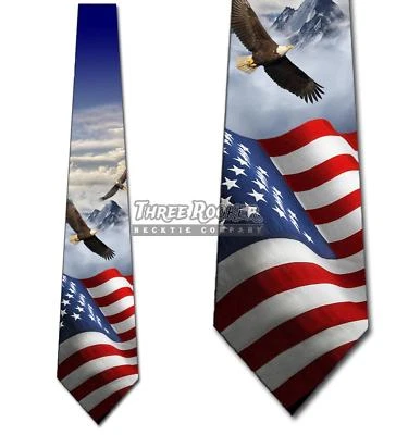 Corbatas Bandera ondeando con águilas para hombre corbatas patrióticas nuevas Foto 1 de 3