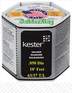GENUINE KESTER SOLDER 63/37, 0.050” (1.07mm) ROSIN CORE, 10 FEET + FREE FLUX - Picture 1 of 3