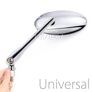 KiWAV motorcycle mirror ULTRA chrome oval CNC aluminum 10mm 5/16" fitting ε - Picture 1 of 11
