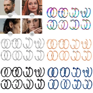 2PCS Nose Rings Hoop Stainless Steel Lip Eyebrow Tragus Cartilage Piercing 20G - Picture 1 of 51