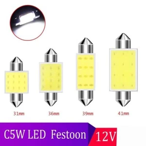 C5W Led Cob Bulbs Festoon 31mm 36mm 39mm 41mm 12v White Bulbs 6500K 12SMD - Picture 1 of 6