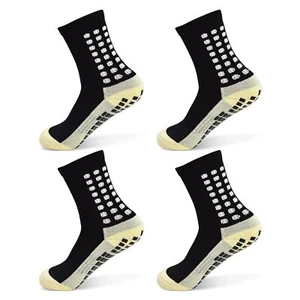 Kids Grip Athletic Socks 4 Pairs Soccer anti Slip Sports Socks for 8-12 Years - Picture 1 of 6