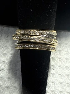 Hermoso anillo de diamantes de oro de 18 quilates corte completo redondo Vs diamantes talla 8 - Imagen 1 de 10