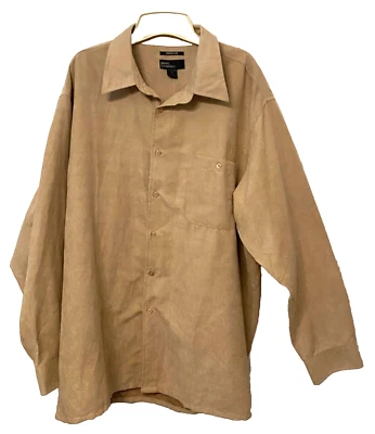 NWT MARC EDWARDS Men's XXL Beige Sueded Luxe Long Sleeve Button Shirt Sandstone - Image 1 of 4